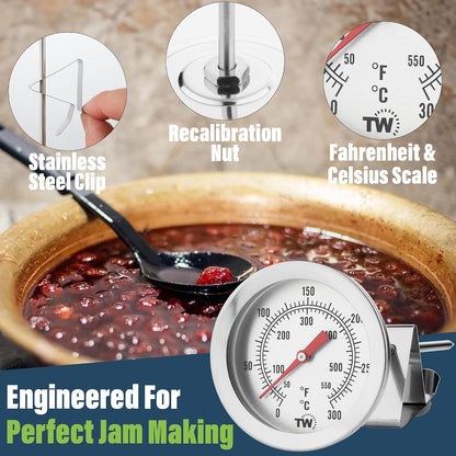 Sugar Thermometer for Making Jam and Candy with Pot Clip