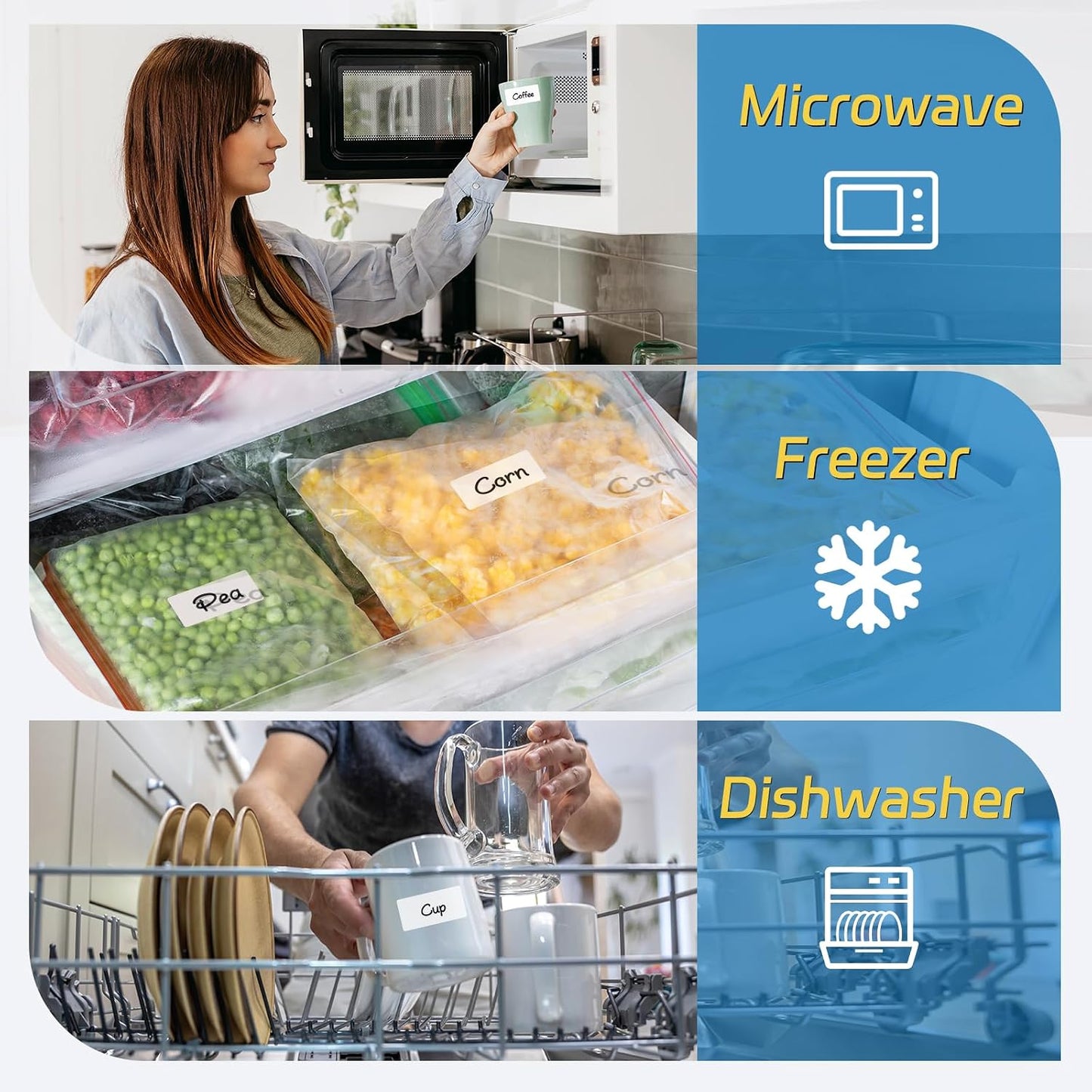 2000 Pcs Removable Freezer Labels, 1" x 2" Blank Label Stickers with Perforation Line Waterproof Oil Resistant Sticker Labels for Food Containers Jars Bottle