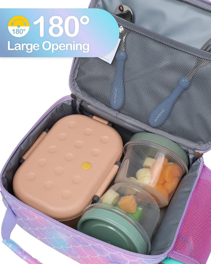 Bagseri Kids Lunch Bag Boys - Thermal Insulated Lunch Box Tote with Water Bottle Holder, Reusable Leak-Proof Kids Lunch Box for Daycare & School, Black Dinosaur (Containers Not Included)