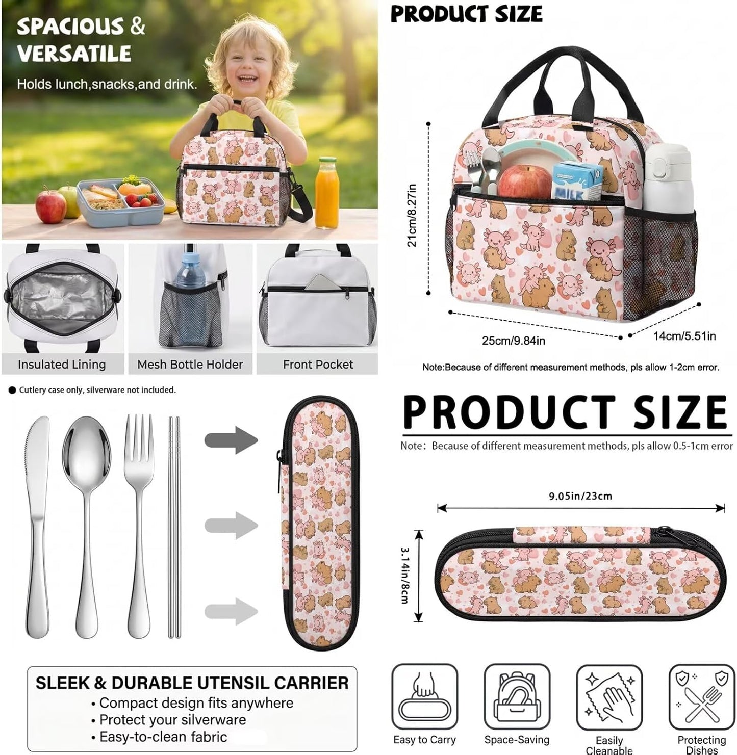Highland Cow Backpack with Lunch Box Set for Kids Sunflower School Backpack for Girls Boys Back to School Bag Student Travel Backpacks Reusable Utensils Pen Case Water Bottle Bag 5PCS