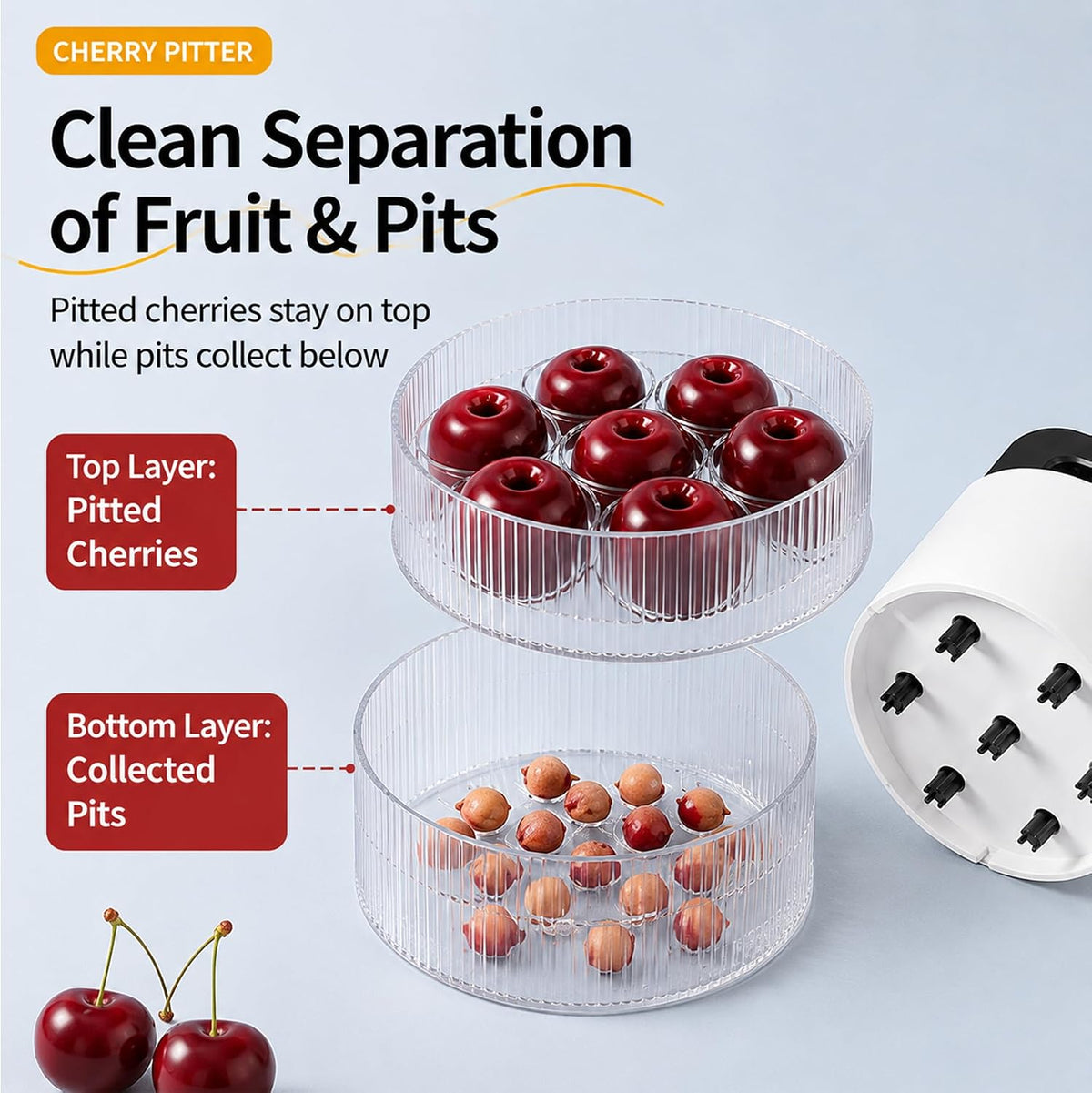 Cherry Pitter 2-Pack, 7-Hole Cherry Corer Tool for Fast Pit Removal