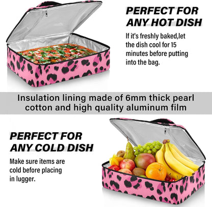 Casserole Carrier Insulated Yellow Lemon Blue Bows Dish 9x13 with Lid Party Travel Warmer Bag for Hot or Cold Food Lasagna Pizza Holder Tote - Colors B