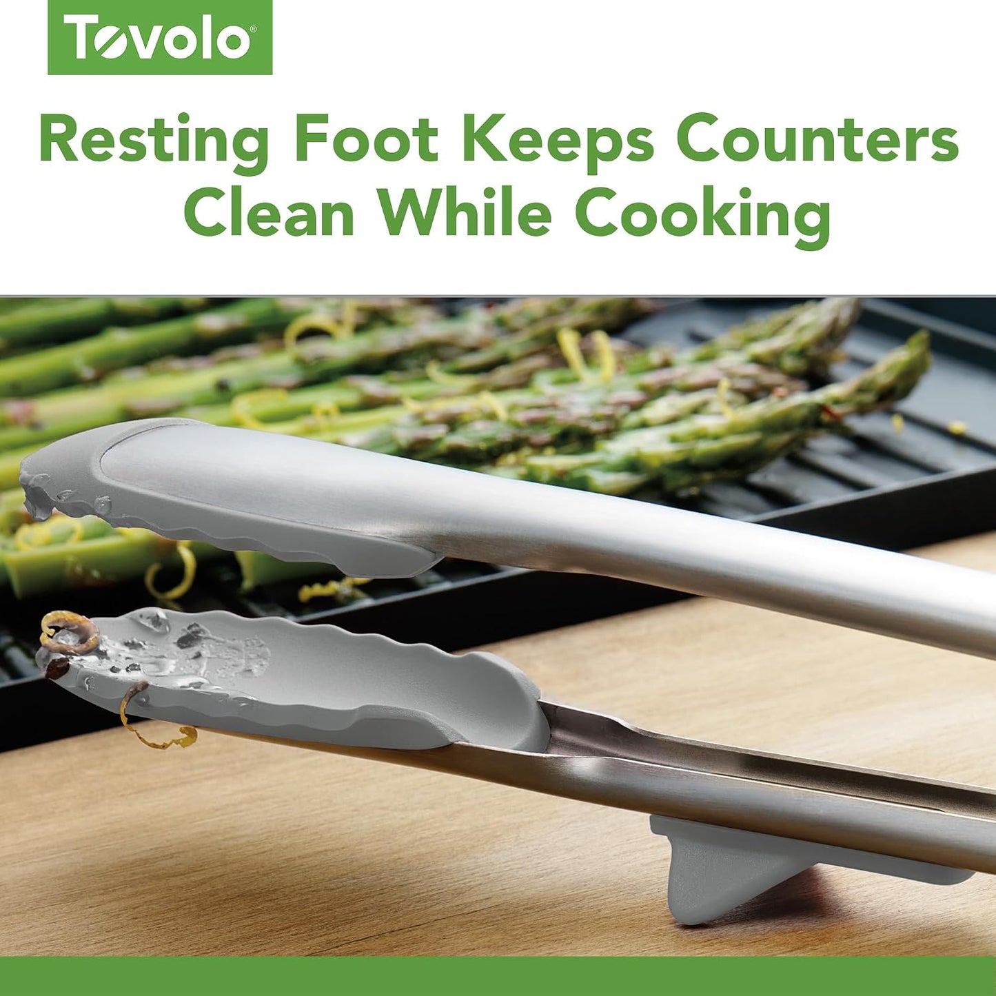 Tovolo Tongs With Silicone Tips Easy Grip 13” Long Kitchen Tongs Stainless Steel Handle For Cooking BBQ, Non Scratch Heat Resistant Locking Metal Silicone Tipped Dishwasher Safe BPA Free, Black