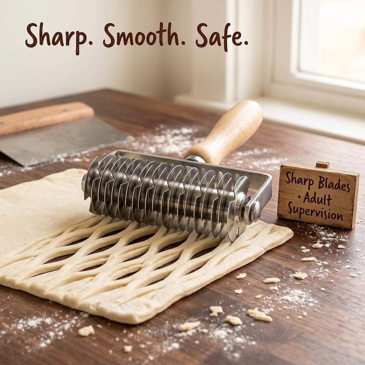 Lattice Pastry Cutter, Stainless Steel Roller for Pie Crust & Pastry Dough