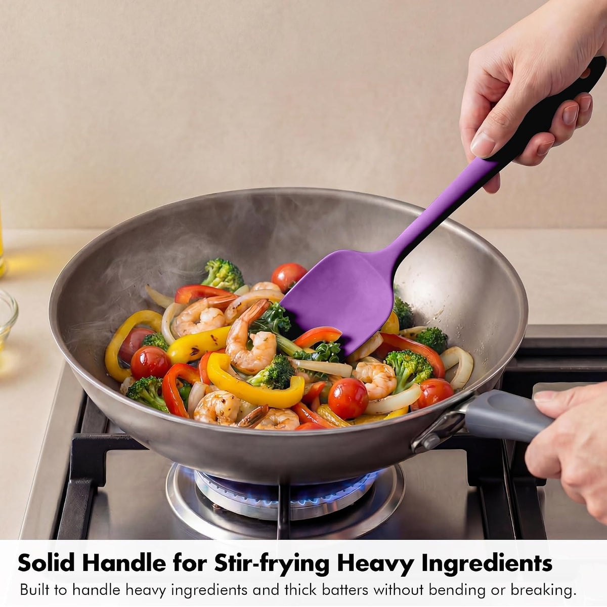 Silicone Spoonula Set, 600ºF Heat Resistant, 3Pcs, Multicolor 3