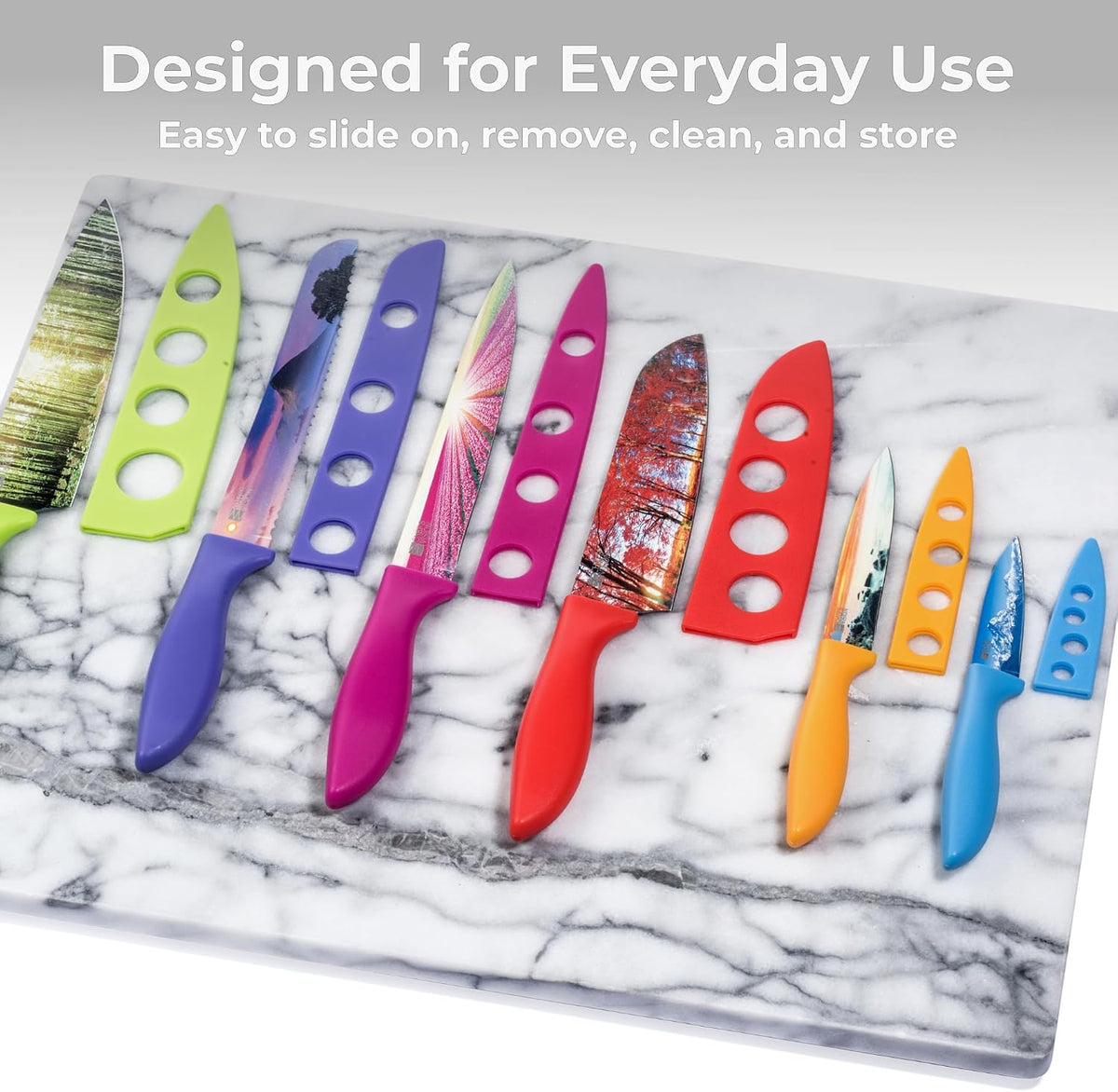 CHEF'S VISION Landscape BladeKeepers, 6 Color-Matched Knife Blade Covers