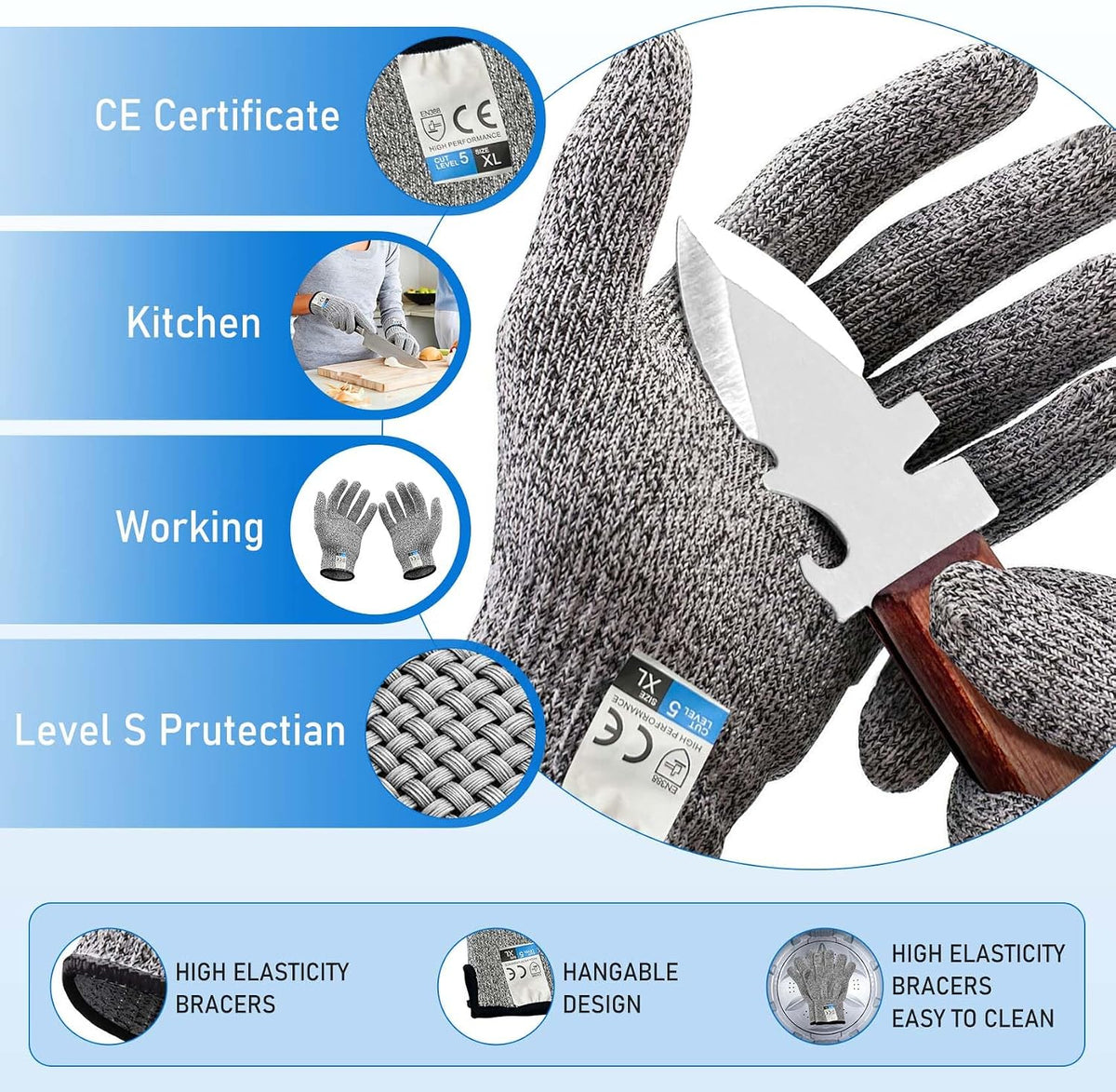 2026 New Oyster Shucker & 2 Shucking Knife Kit with Safety Gloves, Stainless Steel Oyster Opener Easy Leverage Design for Safe Fast Oyster Shucking Keep the Juice