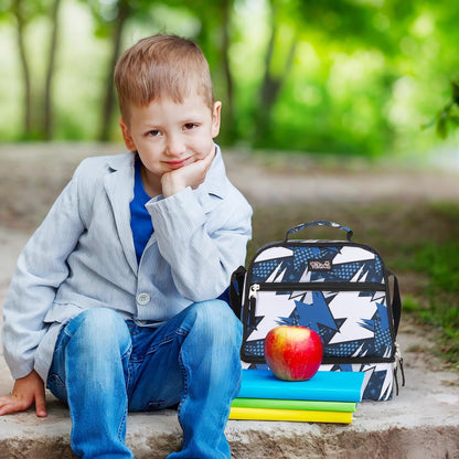 Tilami Lunch Bags Insulated Adjustable Strap Zipper, Two Compartments Cooler Bags, Bento Bags for Kids Toddlers (Blue)