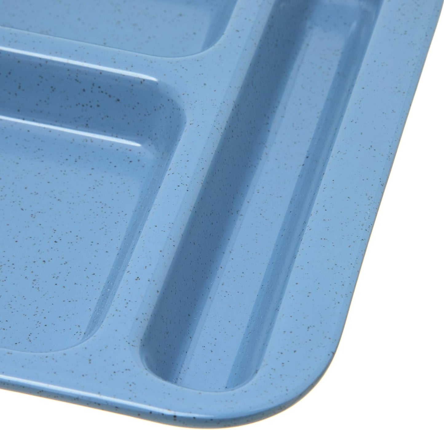 Carlisle FoodService Products Melamine Lunch Tray with 4 Compartments, Right Handed Cafeteria Tray with Divided Compartments for Food, 10" x 9.75", Dark Blue
