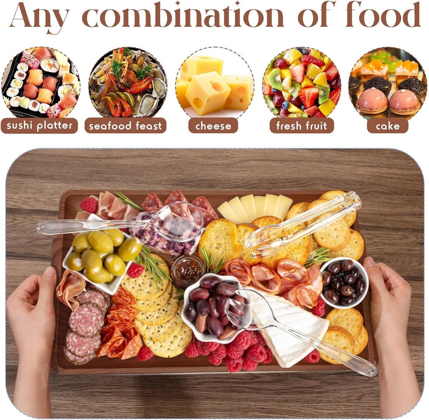 Baderke 16" x 9" Chilled Serving Tray for Parties with Compartments Ice Chilled Party Crudite Platter Charcuterie Serving Board Cold Dish Dip with Tableware for Seafood Vegetable(Silver Glitter)