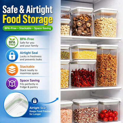 Airtight Food Storage Containers with Lids – 6 Pack BPA-Free Pop Containers for Pantry Organization, Cereal, Flour, Rice, Sugar – Stackable Kitchen Canisters (0.5, 1.2, 1.8 Qt) Set of 6