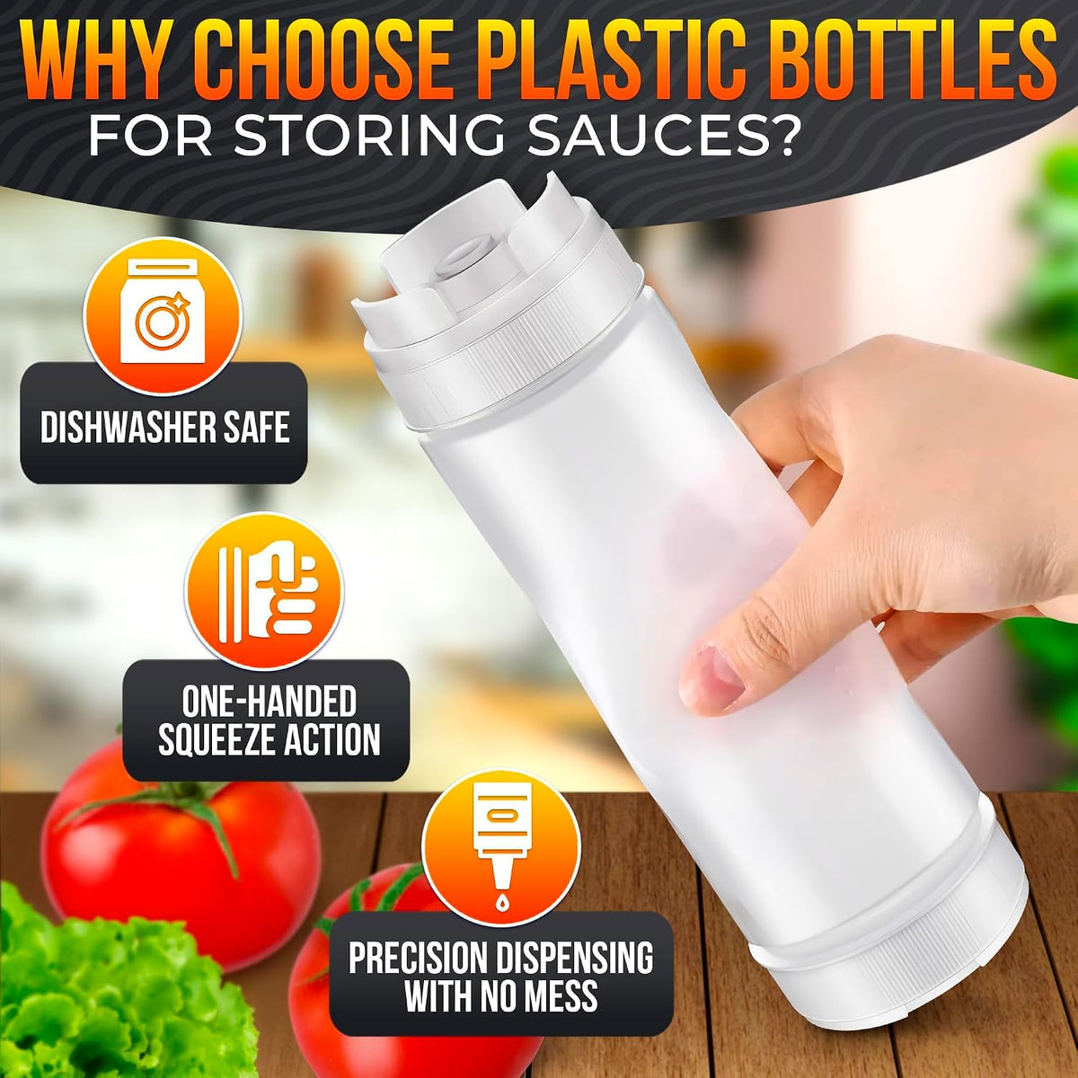HYQO Small Squeeze Bottles for Sauces, 4 Oz Plastic with Cuttable Tip