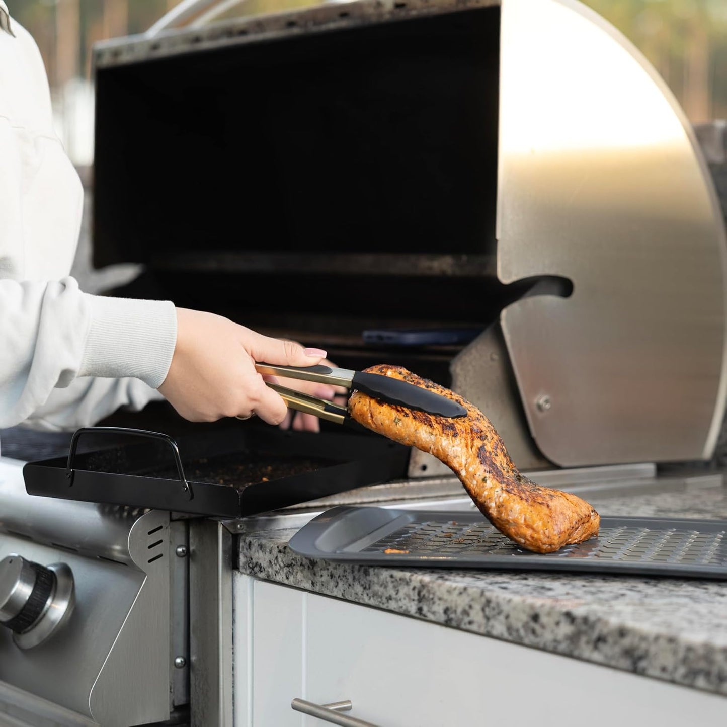 Outset Prep, Grill and Serve Set, Includes Marinating Tub, Non-Stick Grill Grid and Serving Tray