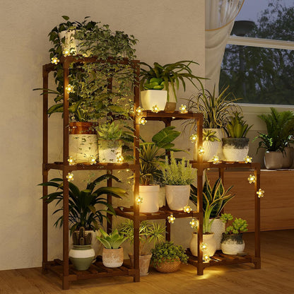 Bamworld Plant Stand Indoor Plant Shelf Outdoor Wood Plant Rack