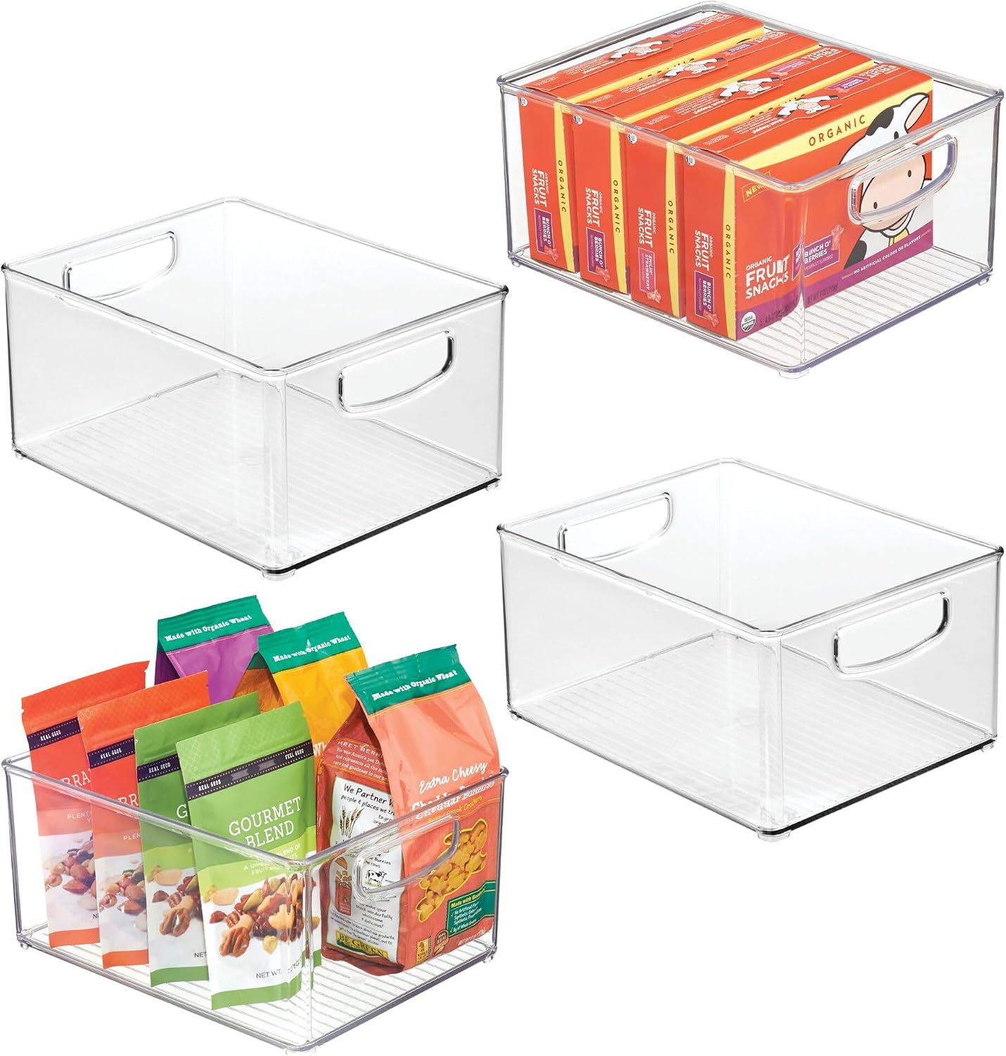 iDesign Stackable Clear Plastic Bin - Kitchen Organizers and Storage for Fridge and Pantry, 2-Pack