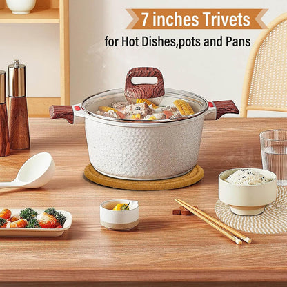 Tidponra Trivet Mats Set for Hot Dishes, 5 Heat Resistant Pot Holders Kitchen Counter, Table, Home Essentials, Anti Stain Hot Pads Plate Mats for Hot pots and Pans, 7 Inches
