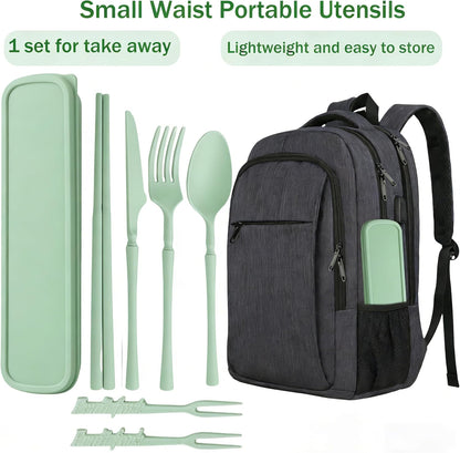 1 Set Large Reusable Travel Utensils Set with Case, Camping Cutlery for Office, Lunch, Dorm & Daily Work Use, Includes Spoon, Knife & Fork((Pink)