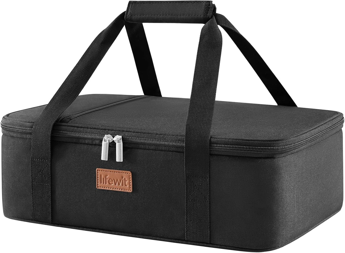 Lifewit Insulated Double Decker Casserole Carrier for Hot or Cold Food, Casserole Dish Carrying Case, Lasagna Holder for Potluck Parties, Picnic and Cookouts, Fits 9"x13" Baking Dish, Grey