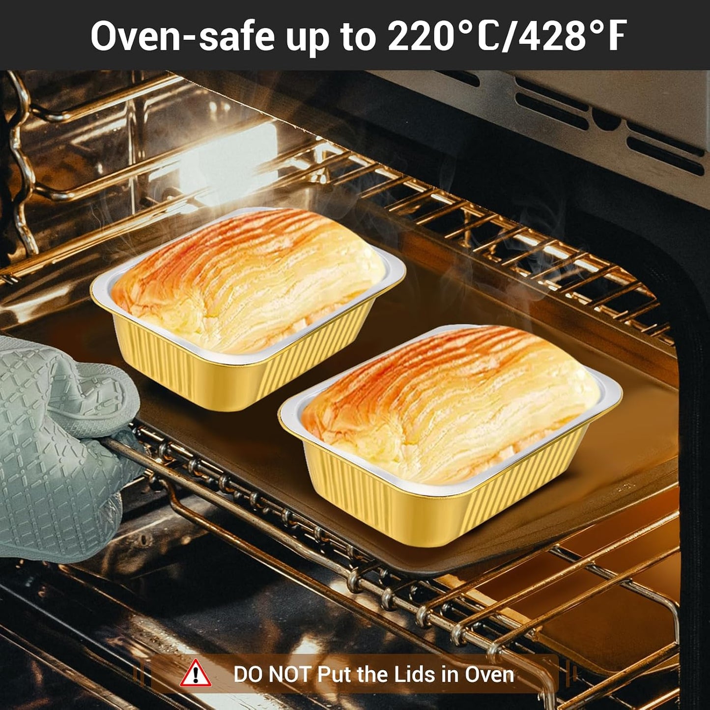 EUSOAR Aluminum Pans with Lids, 50pack 32oz Small Disposable Foil Loaf Cake Food Storage Pans, Catering Party Meal Prep Freezer Drip Pans for Microwave Oven Safe Cooking,Baking,Heating,Takeout