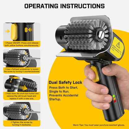 SOARFLY Electric BBQ Grill Brush, 800RPM Grill Cleaner for Outdoor Grill with 2-Speed & 20kg Torque–Last 3.5H, Dual LED Light for Night, No Bristle Drop Safe for Cast Iron Stainless, Gifts for Men Dad