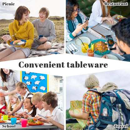 Travel Utensils with Case Stainless Steel Knife Fork Spoon Set Reusable Cutlery for Lunch Box Portable Silverware Kit（Silver）