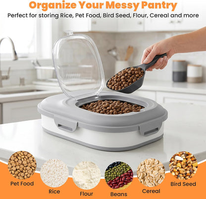 40 Lbs Dog Food Storage Container with Wheels, Collapsible Pet Food Storage Container with Clear Window, 2 Measuring Cups and Scoop, BPA Free Cat Food Container for Rice, Flour, Grain, Bird Seed