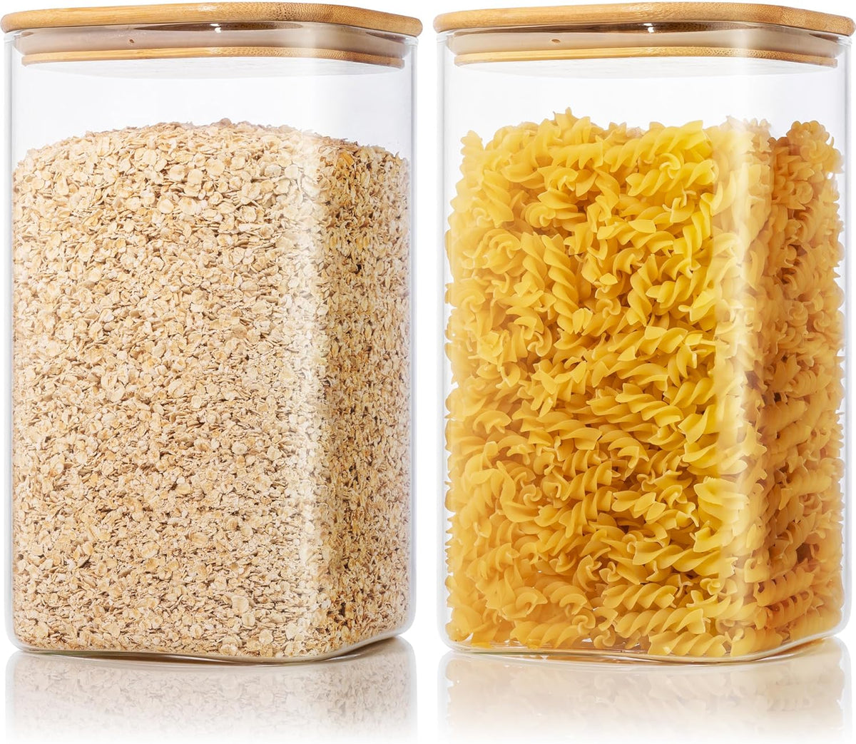 168oz 2 Pack Large Glass Storage Containers with Lids for Pantry Storage | Square Borosilicate Glass Jar with Airtight Lid Keep Flour, Sugar & Rice Fresh, Fit 10lb Bag, BPA-Free for Pantry Organizer