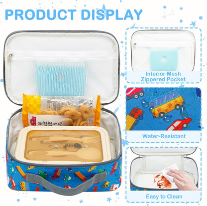 FlowFly Kids Lunch box Insulated Soft Bag Mini Cooler Back to School Thermal Meal Tote Kit for Girls, Boys, Astronaut - Colors A