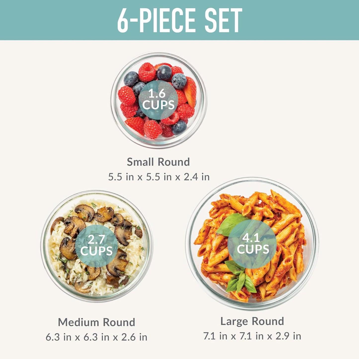 Bentgo Glass Leak-Proof Food Storage Set - 4-Piece Glass Containers with BPA-Free Airtight Lids, Reusable & Durable for Leftovers & Meal Prep - Microwave, Freezer, Oven & Dishwasher Safe (Soft Aqua)