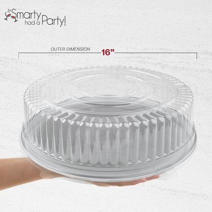 Smarty Had A Party 12 Inch Black Round Plastic Serving Tray – Heavy-Duty Party Platters & Catering Trays, Reusable or Disposable Plastic Trays for Serving Food, Elegant Party Tray Set of 25