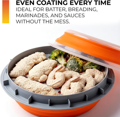 CanCooker Batter Bowl XL: Collapsible, Mess-Free, Dishwasher and Microwave Safe, Chemical-Free in Vibrant Orange