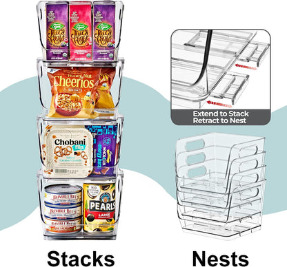 Sorbus Stackable Storage Bins Open Front - Clear Stackable Storage Bins - Pantry Bins for Storage and Organization - Acrylic Stackable Bins for Kitchen - Clear Pantry Organizer Bins (Medium 2 Pack)