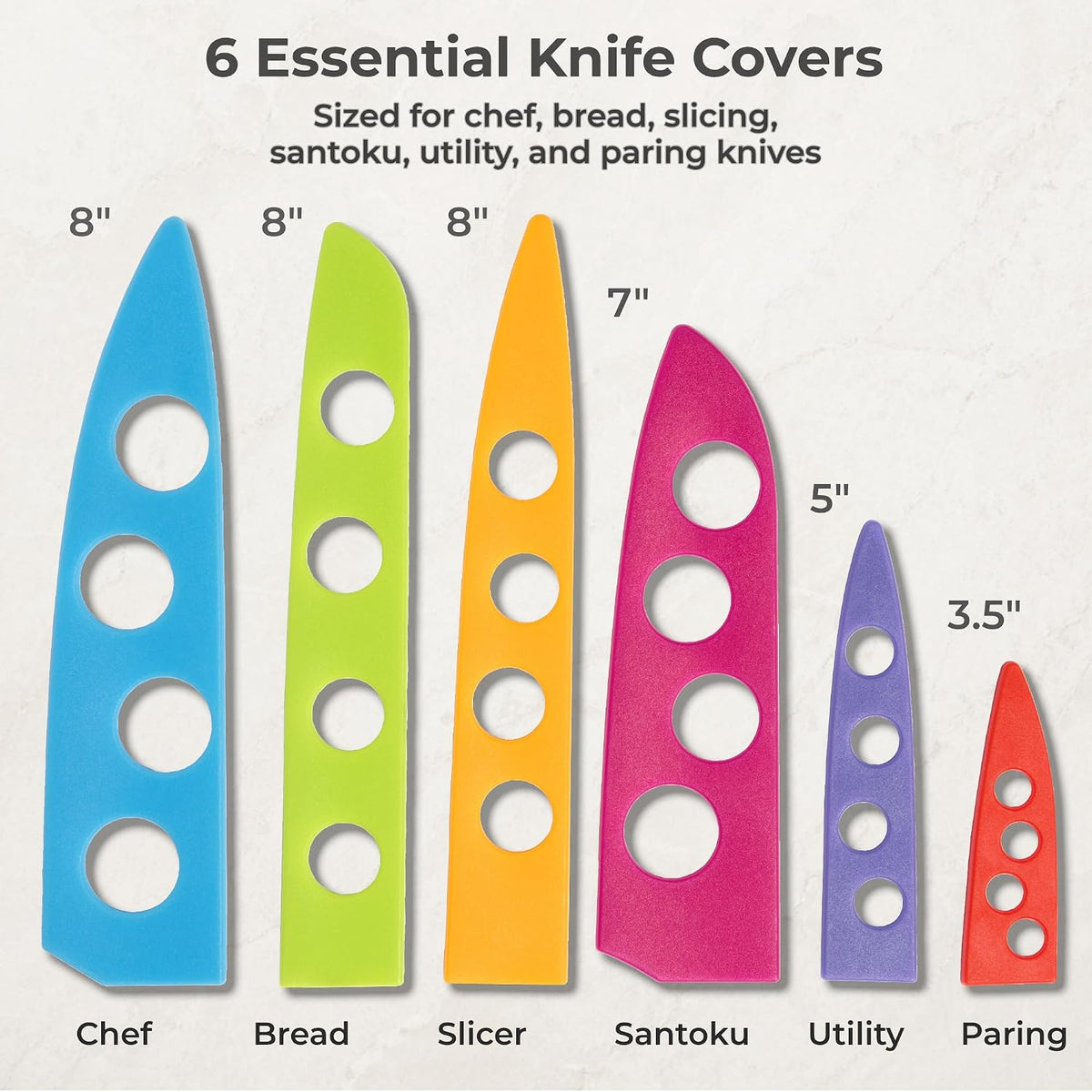 CHEF'S VISION Landscape BladeKeepers, 6 Color-Matched Knife Blade Covers