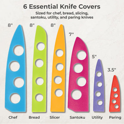 CHEF'S VISION Landscape BladeKeepers, 6 Color-Matched Knife Blade Covers