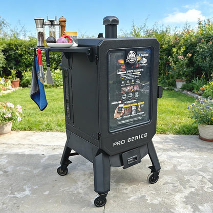 Pit Boss Pro Series II 4 Series Vertical Pellet Smoker Front Shelf, Folding Smoker Shelf for PBV4PS1 PBV4PS2, Grill Prep Table with 3 Hooks, Space Saving BBQ Shelf Attachment Pit Boss Accessories