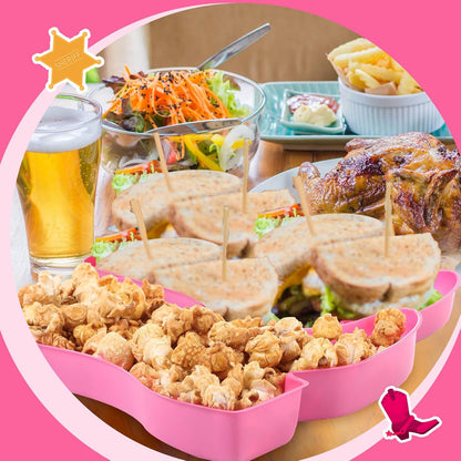 Uiifan 24 Pcs Cowboy Boot Serving Trays, Western Party Decorations Disposable Western Party Supplies Plastic Cowgirl Boot Plates for Snacks(Brown)