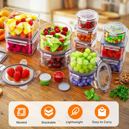 TOPCHASE 40 PCS Food Storage Containers with Lids Airtight (20 Containers & 20 Lids) - Plastic Food Containers for Kitchen Storage Reusable BPA-Free Leakproof Meal Prep Container with Labels & Pen