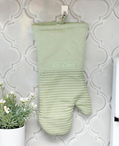 All-Clad Silicone Oven Mitts: Heat Resistant up to 500 Degrees - 100% Cotton & Silicone, 14"x7" Oven Mitt for Kitchen and Barbeque, Pewter