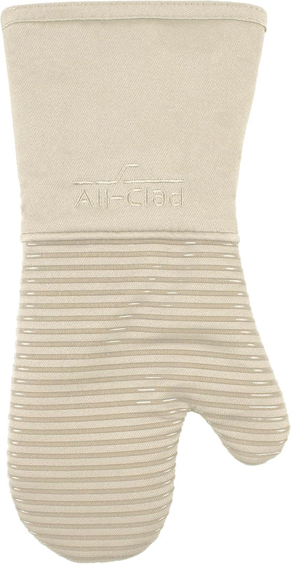 All-Clad Silicone Oven Mitts: Heat Resistant up to 500 Degrees - 100% Cotton & Silicone, 14"x7" Oven Mitt for Kitchen and Barbeque, Pewter