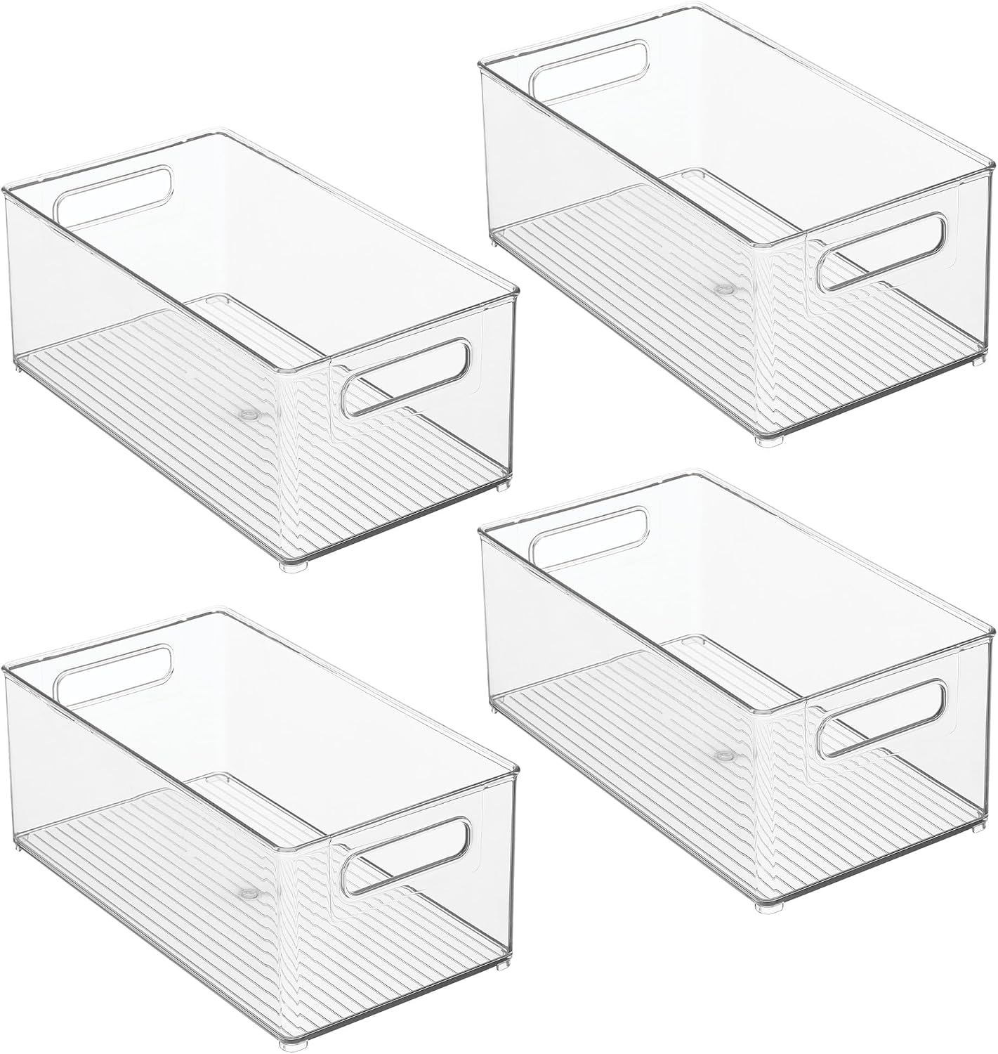 iDesign Stackable Fridge Bin, Set of 4, Clear | Kitchen Storage Bin, For Pantry, Cabinets, or Fridge