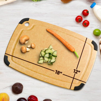 Dishwasher Safe Cutting Boards for Kitchen - Set of 2 Large Composite Wood Cutting Boards with Juice Groove, Non-Slip Feet & Lightweight Eco-Friendly Design 14.5" x 11" and 11.7" x 9.3"
