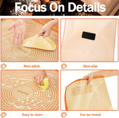 Silicone Pastry Mat 36x24 Inch Nonstick Baking Mat -Perfect for Dough, Pastry, Dough Rolling, Kneading Board, Pie Crust, Fondant, Pasta/Pizza, Kitchen Counter Mat