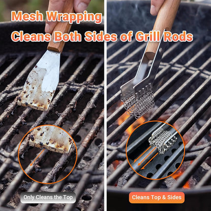 Grill Scraper with Adjustable Blade, 13 Notches Universal Bristle Free Grill Brush for Hot & Cold Grill Grates, Heavy Duty Stainless Steel Grill Cleaning Tool for Gas Charcoal Electric Grills