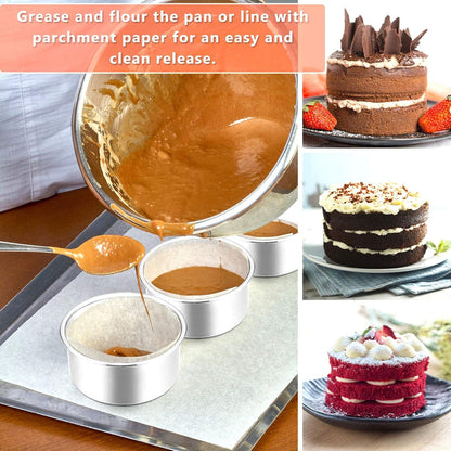 E-far 4 Inch Small Cake Pan, Stainless Steel Mini Round Smash Cake Baking Pans, Non-Toxic & Healthy, Mirror Finish & Dishwasher Safe