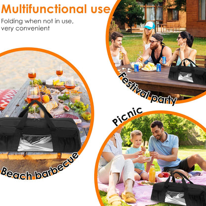 Grill Tool Storage Bag, Outdoor BBQ Utensil Storage for Barbecue Tool up to 21", Grill Utensil Storage with Zippered Pocket and Mesh Pockets, BBQ Accessories Case Container for Camping（Only Bag）
