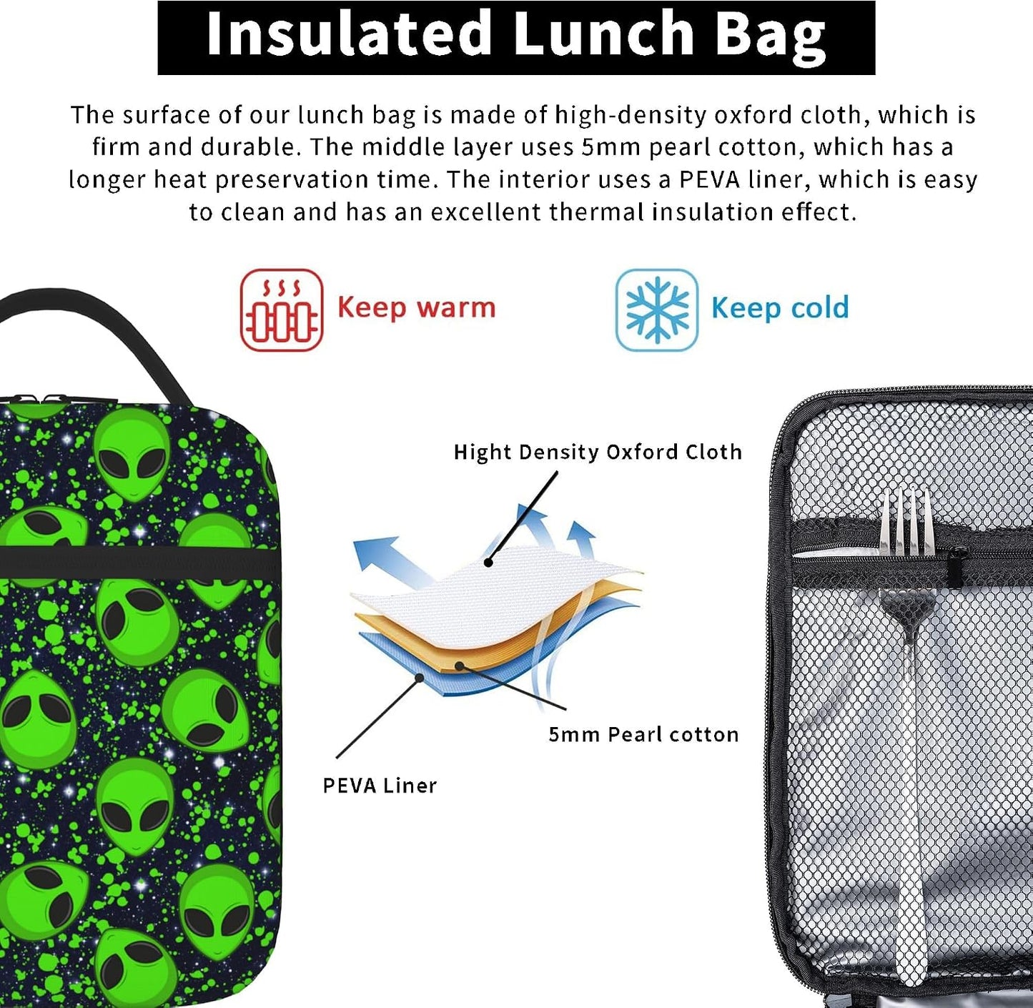 Dinosaur Volcano Insulated Lunch Bag for Women & Men, Reusable Leak-Proof Lunch Box with Cooler Compartment, Lunch Tote for Adults Work Travel Picnic Durable & Washable