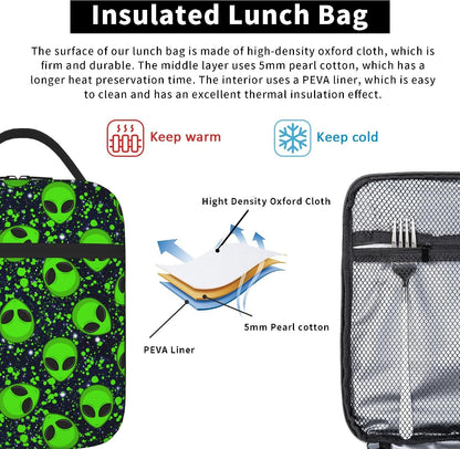 Dinosaur Volcano Insulated Lunch Bag for Women & Men, Reusable Leak-Proof Lunch Box with Cooler Compartment, Lunch Tote for Adults Work Travel Picnic Durable & Washable