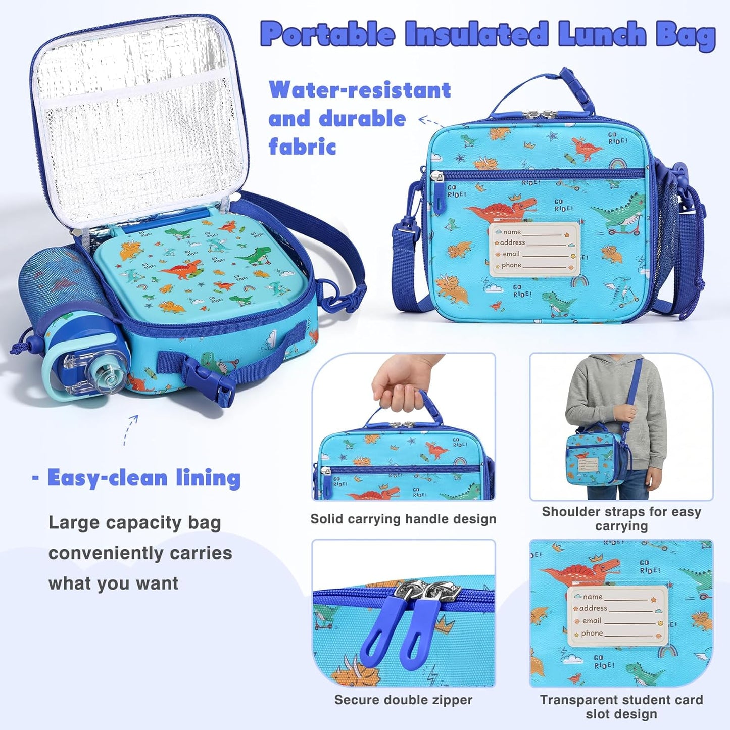 Bento Lunch Box for Kids with 7oz Soup Thermo,Insulated Stainless Steel Kids Water Bottle with Straw and Insulated Lunch Bag,Leak-Proof Lunch Food Container with Ice Pack for School (Purple-Mermaid)