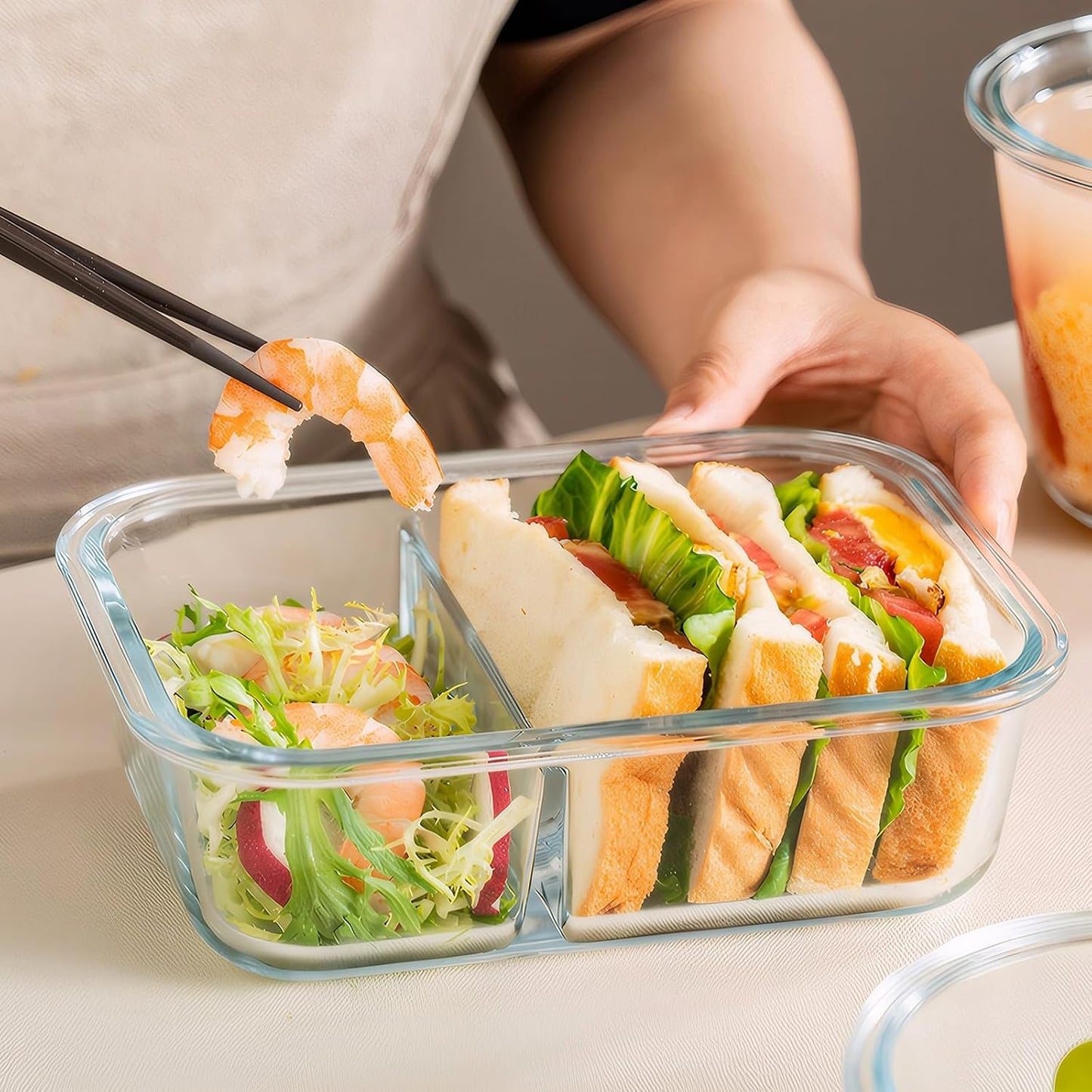 BAYZZ Glass Food Storage Containers, 5 Pack 35 Oz Glass Meal Prep Containers, Lunch Boxes with Airtight BPA-Free Lids, Microwave, Freezer and Dishwasher Safe