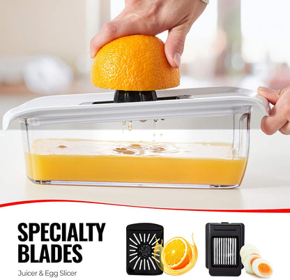 Fullstar Mandoline Slicer for Kitchen, Fruit Cutter, Cheese Grater, Cucumber Slicer, Veggie Spiralizer, Food Cutter & Kitchen Gadgets & Gifts with Safety Glove (11 in 1, White)